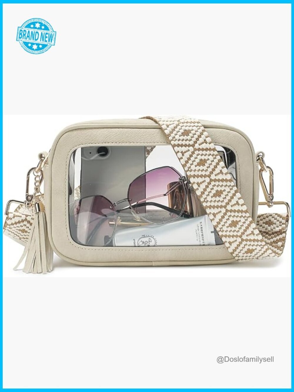 Clear Crossbody Bag Stadium Approved Waterproof with Adjustable Guitar Strap